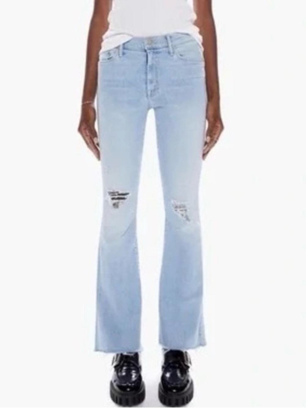 MOTHER The Hustler High Waist Ankle Fray Jeans in Not So Chill Pill Size 26